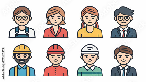 Set of business and cartoon people avatars