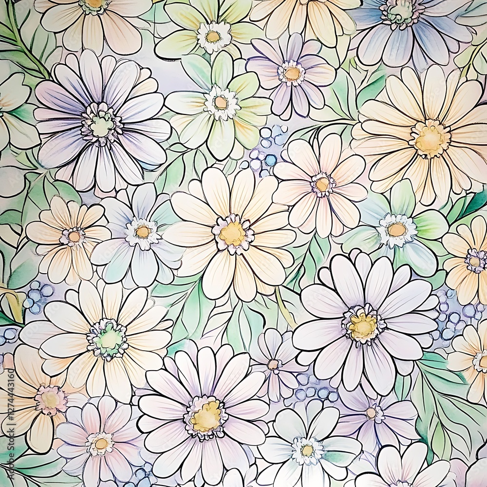custom made wallpaper toronto digitaldetailed seamless flowers in blue and purple image