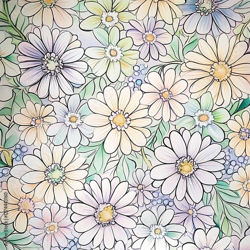 Wallpaper Mural detailed seamless flowers in blue and purple image Torontodigital.ca
