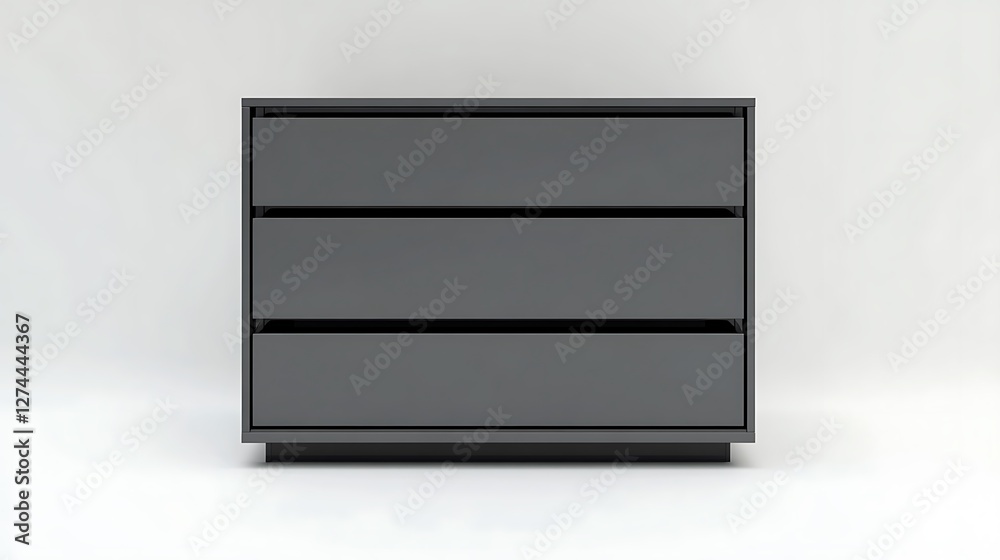 Chic gray storage cabinet with three drawers, modern design, isolated on white background, realistic HD, Chic gray storage cabinet with three drawers, modern design, isolated on white background, realistic HD,