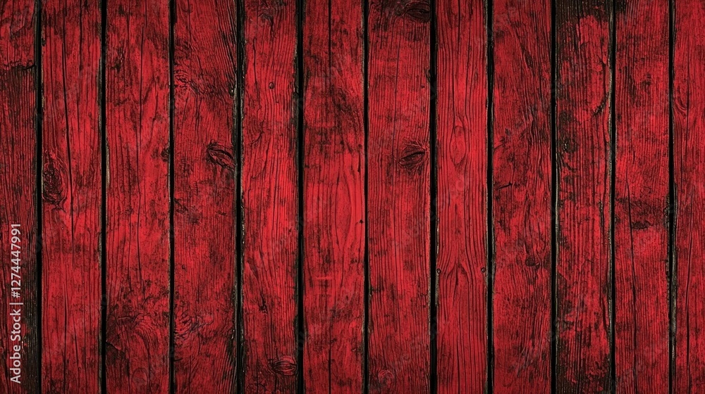 Fototapeta premium Deep Red Wooden Planks Background Texture