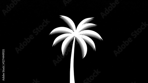 Minimalist silhouette of a palm tree against a black background.