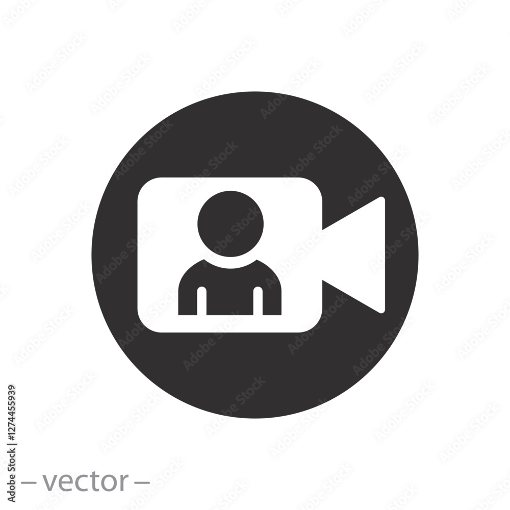 conference concept, online meeting icon vector, zoom camera button, live flat symbol on white background conference concept, online meeting icon vector, zoom camera button, live flat symbol on white background