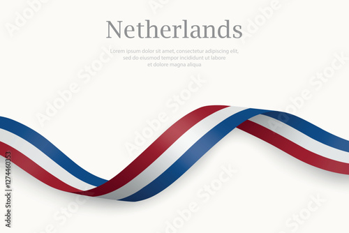 Netherlands flag on Waving ribbon