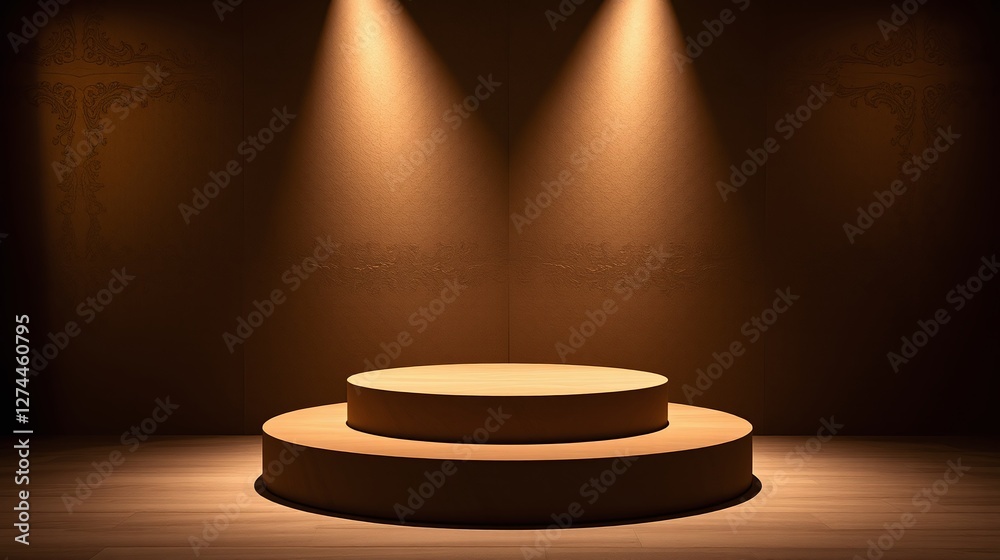 Fototapeta premium An inviting stage illuminated by two focused spotlights.