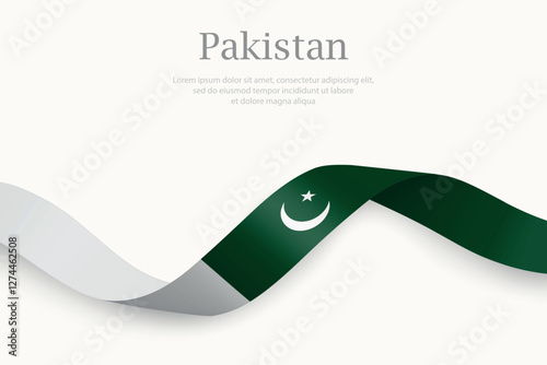 Pakistan flag on Waving ribbon