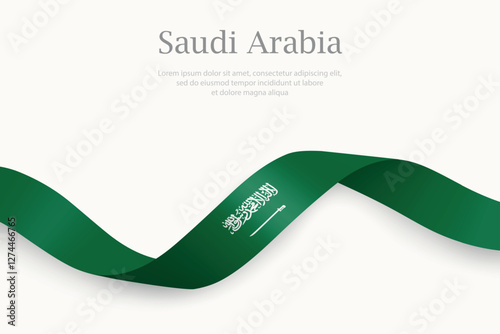 Saudi Arabia flag on Waving ribbon