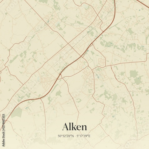 Vintage map of Alken, Belgium. photo