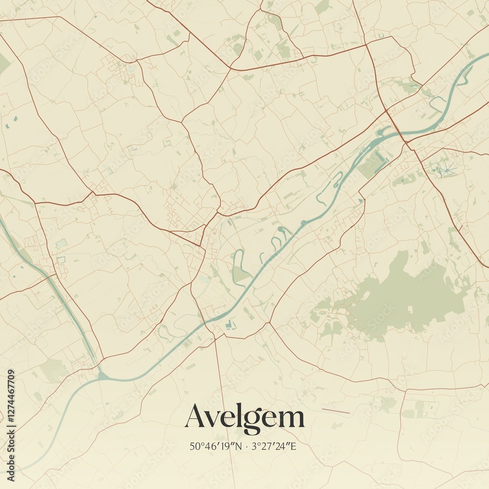 Obraz premium Vintage map of Avelgem, Belgium.