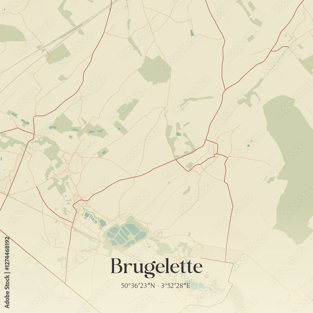 Vintage map of Brugelette, Belgium.