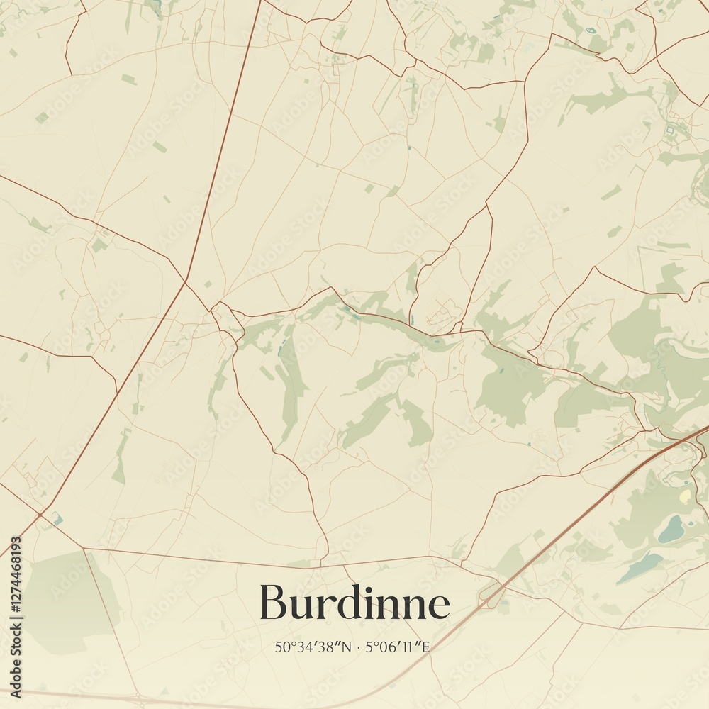 Vintage map of Burdinne, Belgium.
