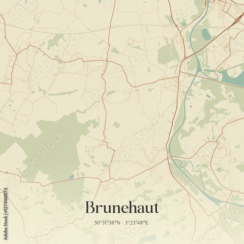Obraz na płótnie Vintage map of Brunehaut, Belgium. w salonie