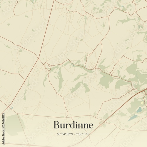 Obraz na płótnie Vintage map of Burdinne, Belgium. w salonie