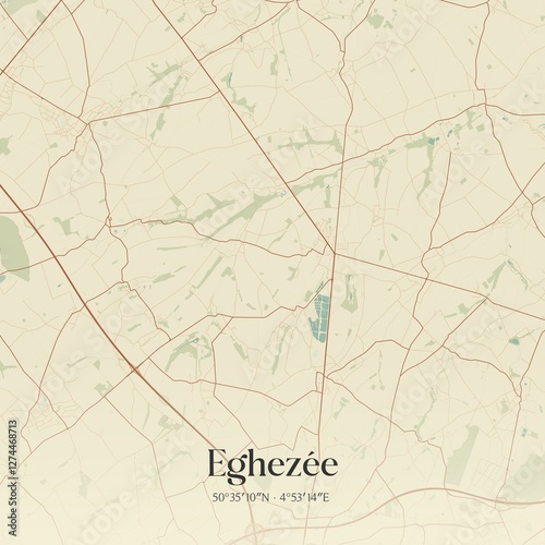 Obraz na płótnie Vintage map of Eghez�e, Belgium. w salonie