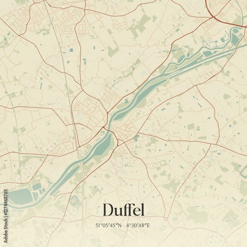 Obraz na płótnie Vintage map of Duffel, Belgium. w salonie