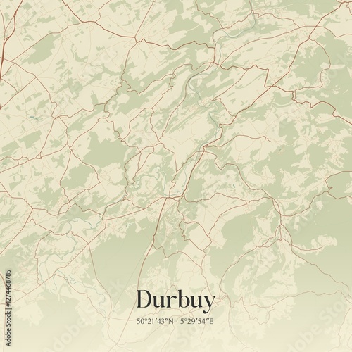 Obraz na płótnie Vintage map of Durbuy, Belgium. w salonie