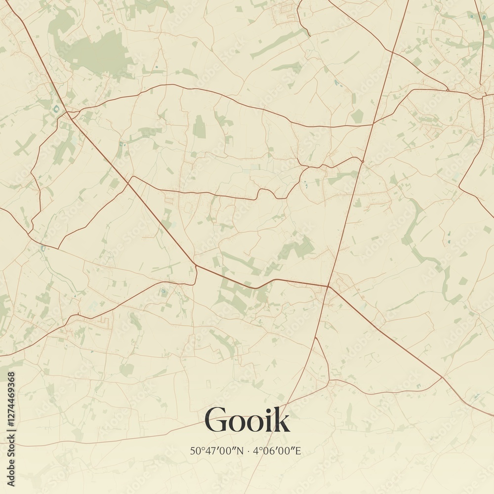 Vintage map of Gooik, Belgium.