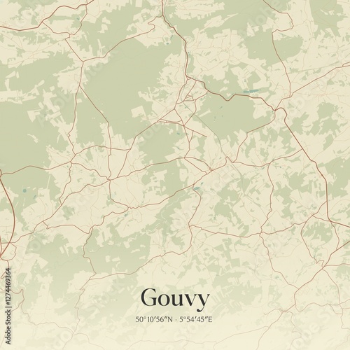 Obraz na płótnie Vintage map of Gouvy, Belgium. w salonie