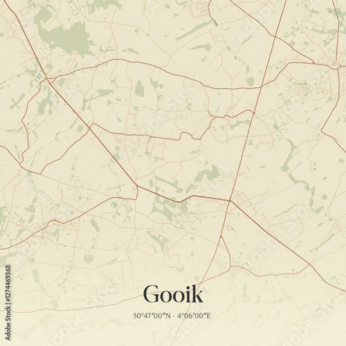 Obraz na płótnie Vintage map of Gooik, Belgium. w salonie