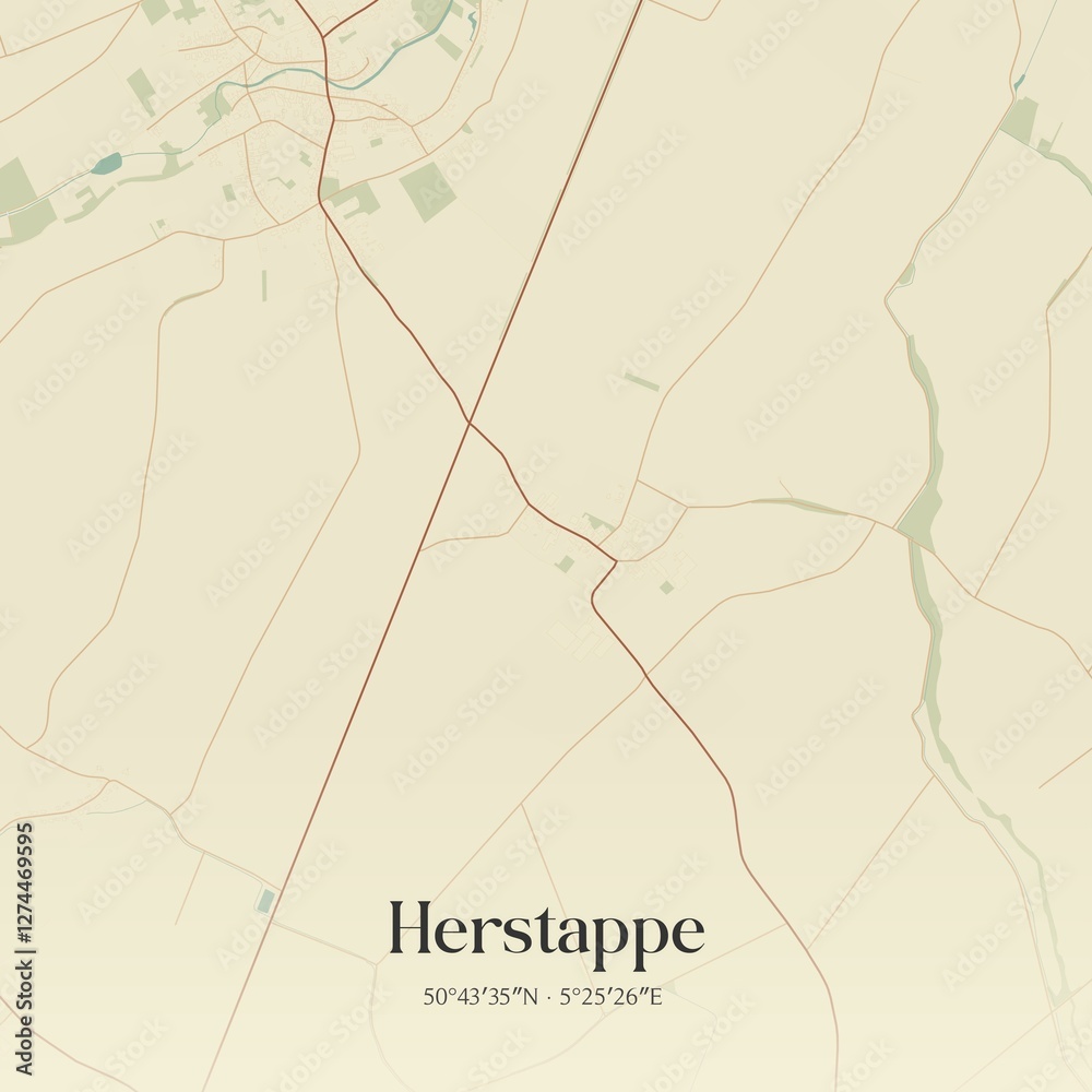 Vintage map of Herstappe, Belgium.
