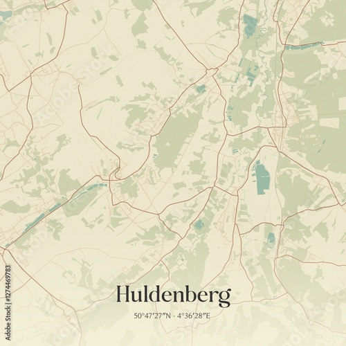 Vintage map of Huldenberg, Belgium.