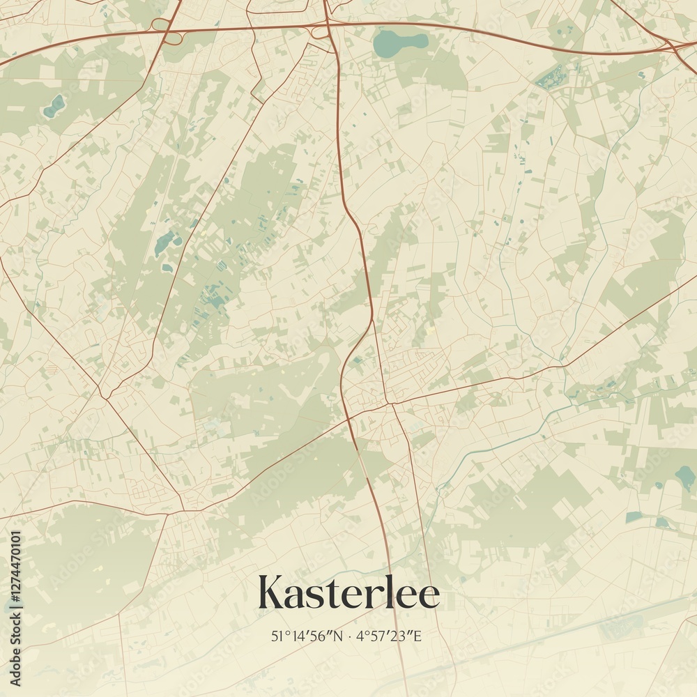 Obraz premium Vintage map of Kasterlee, Belgium.
