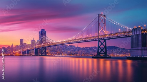 San Francisco Bay Bridge at Sunset: A Cityscape Panorama