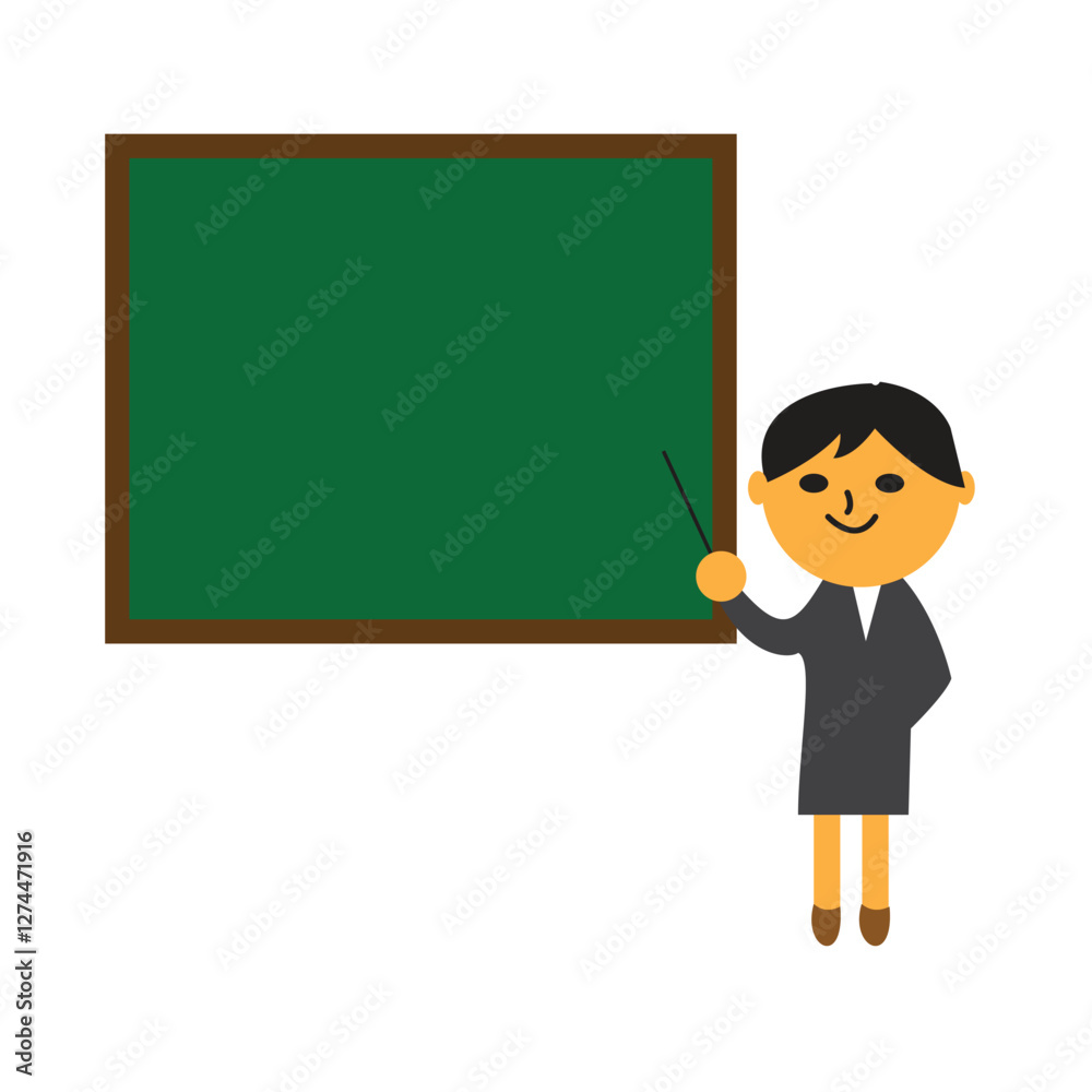 Teacher, professor standing in front of blackboard teaching student in classroom at school, college or university. Flat design people characters. Vector Teacher, professor standing in front of blackboard teaching student in classroom at school, college or university. Flat design people characters. Vector