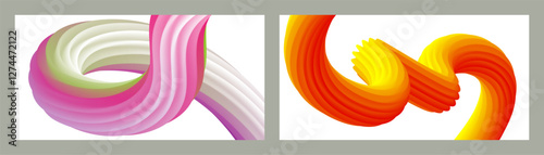 Abstract volumetric background. Cords. set of two illustrations. Toothpaste in a tube. Minimalism. Creative modern background. Cover design, wallpaper, background. eps vector.