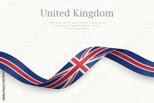 United Kingdom flag on Waving ribbon
