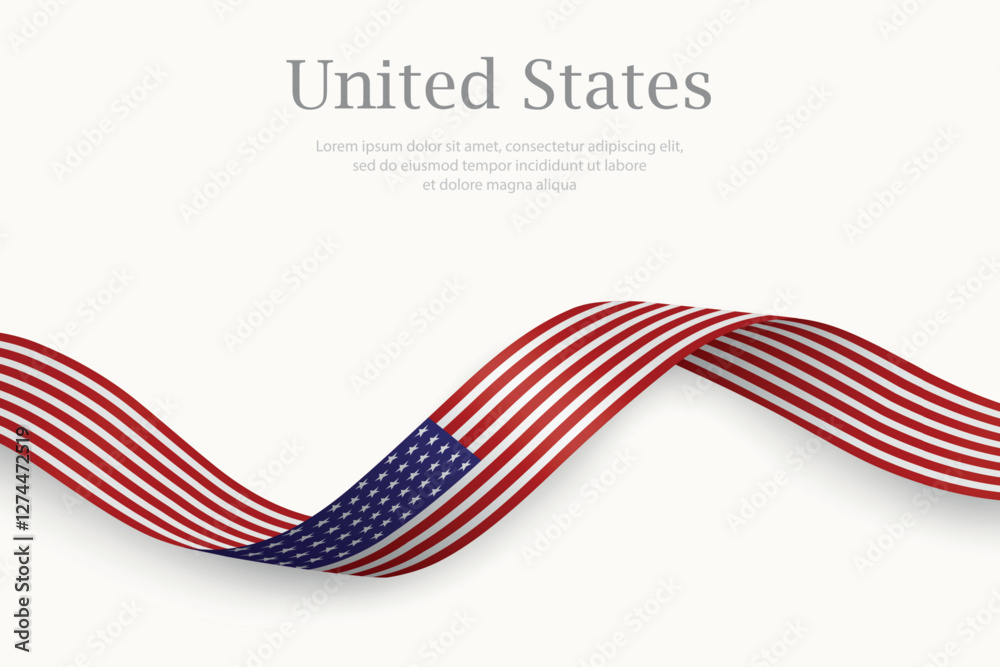 Obraz premium United States flag on Waving ribbon