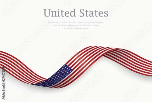 United States flag on Waving ribbon