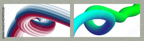 Abstract volumetric background. Cords. set of two illustrations. Toothpaste in a tube. Minimalism. Creative modern background. Cover design, wallpaper, background. eps vector.