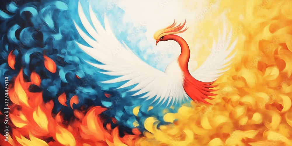 Obraz premium flaming phoenix rising from glowing embers mythical rebirth