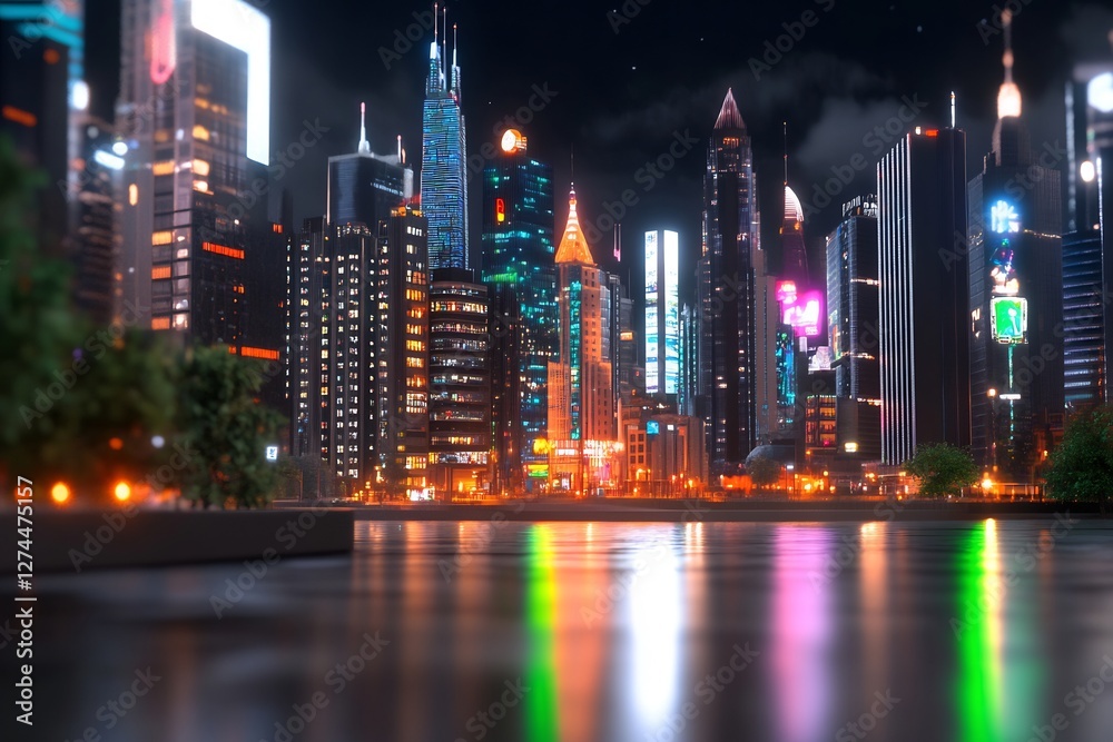 Fototapeta premium sci-fi city with holographic buildings futuristic digital vision