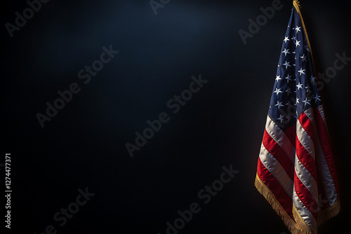Celebrating American Pride, Labor Day, Memorial Day, and Veterans Day with a Striking US Flag on Dark Background. Generative AI