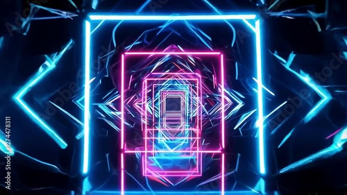 The vivid colors of a neon tunnel illuminate the surroundings, creating an enchanting atmosphere. Lights pulse and shift, inviting exploration and captivating attention with their brilliance.