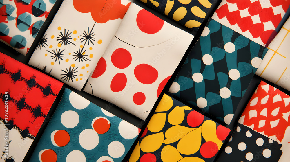An eclectic collection of vintage textures from the 1950s. 16 seamless modern atomic retro patterns from the 50s