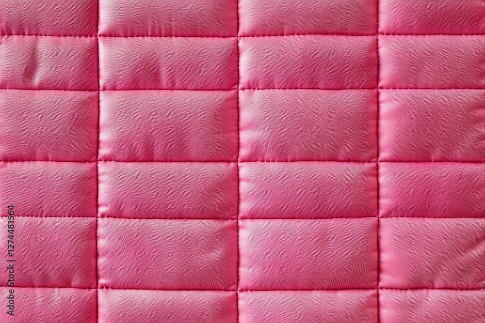 Naklejka premium Pink quilted fabric, cloth sewn, stitching. Seamless pattern, pink texture of the blanket, textile