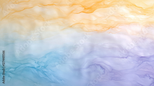 Soft watercolor background with pale blue and orange hues