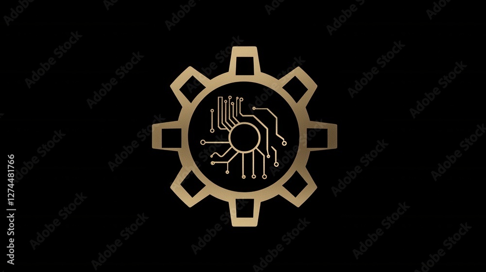 Metallic Gear with Circuit Pattern Representing Technology and Innovation in Modern Design Metallic Gear with Circuit Pattern Representing Technology and Innovation in Modern Design