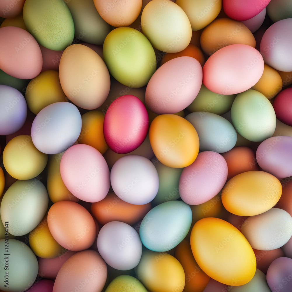 Bright and colorful Easter eggs arranged in a delightful close-up view Bright and colorful Easter eggs arranged in a delightful close-up view