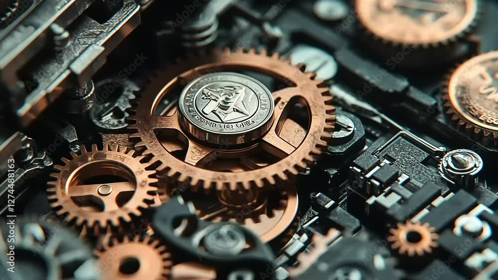 old watch mechanism and gears