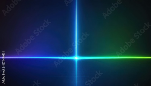 Glowing neon lines creating a cross on dark background