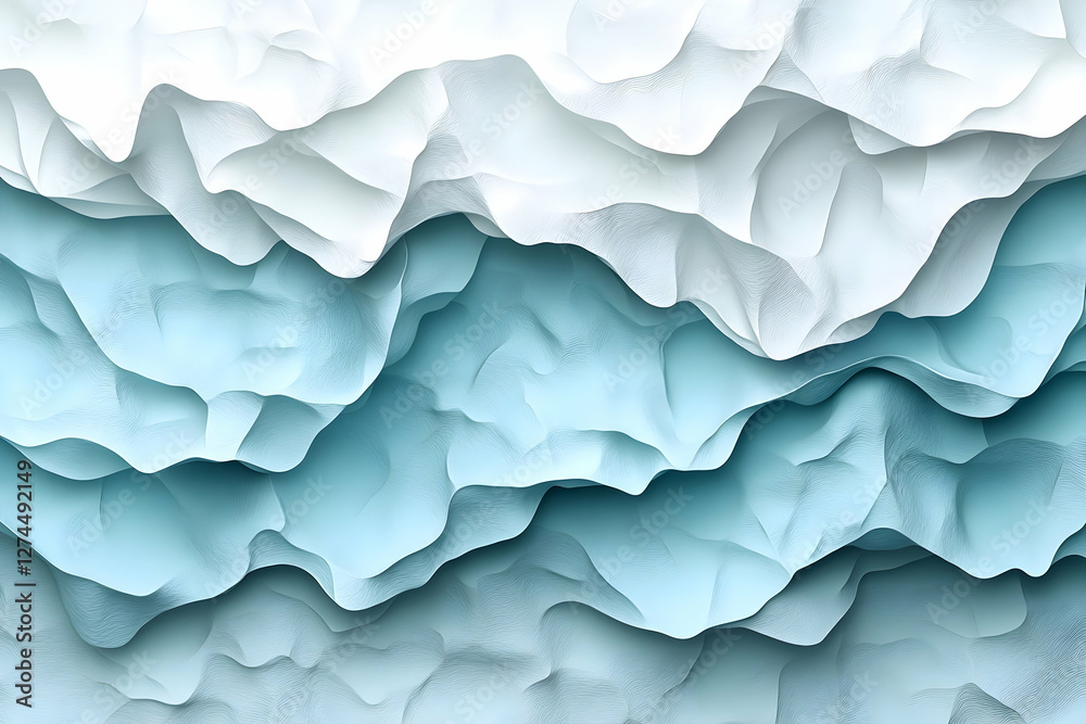Fototapeta premium Abstract textured layers, light blue and white. Background smooth transitions, possibly for presentation. Use digital design, wallpaper, backdrop