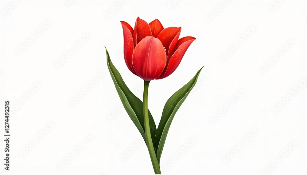 Obraz premium red tulips on white background