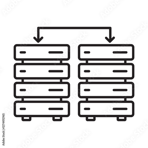 Connected Servers Icon – Optimized Cloud Networking and Data Processing - Editable stroke Line icon