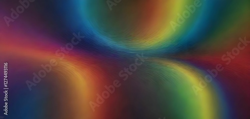 Abstract background with flowing, colorful lights in rainbow shades. Soft, fluid shapes create a dynamic effect with gradients and texture, adding depth and a three-dimensional look to the image.