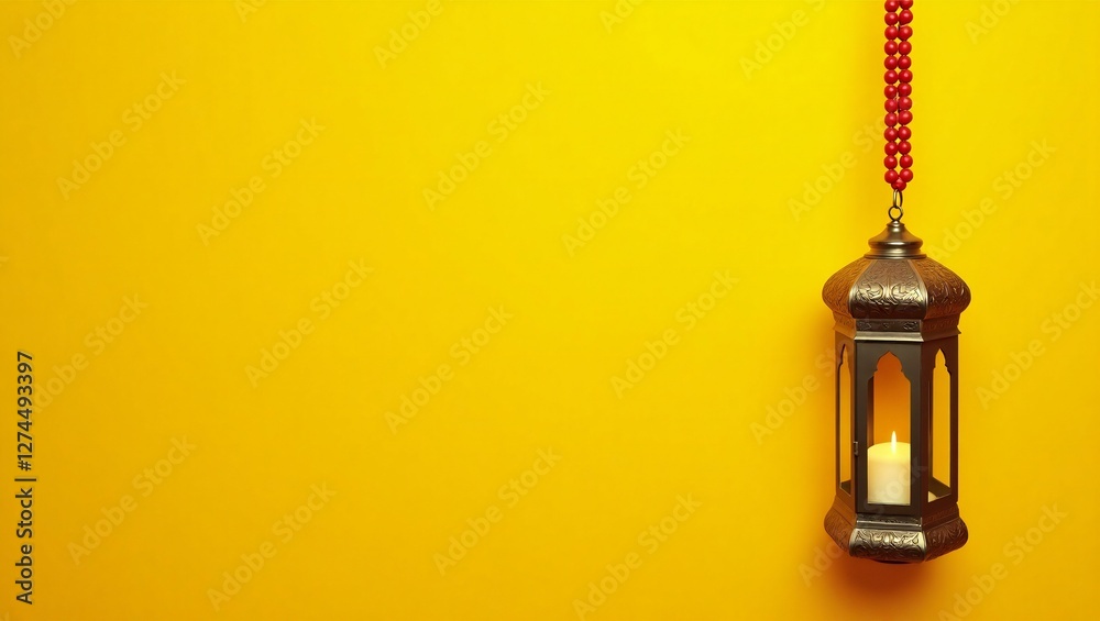 Obraz premium Beautiful background with a shining lantern Fanus. Free space for your text