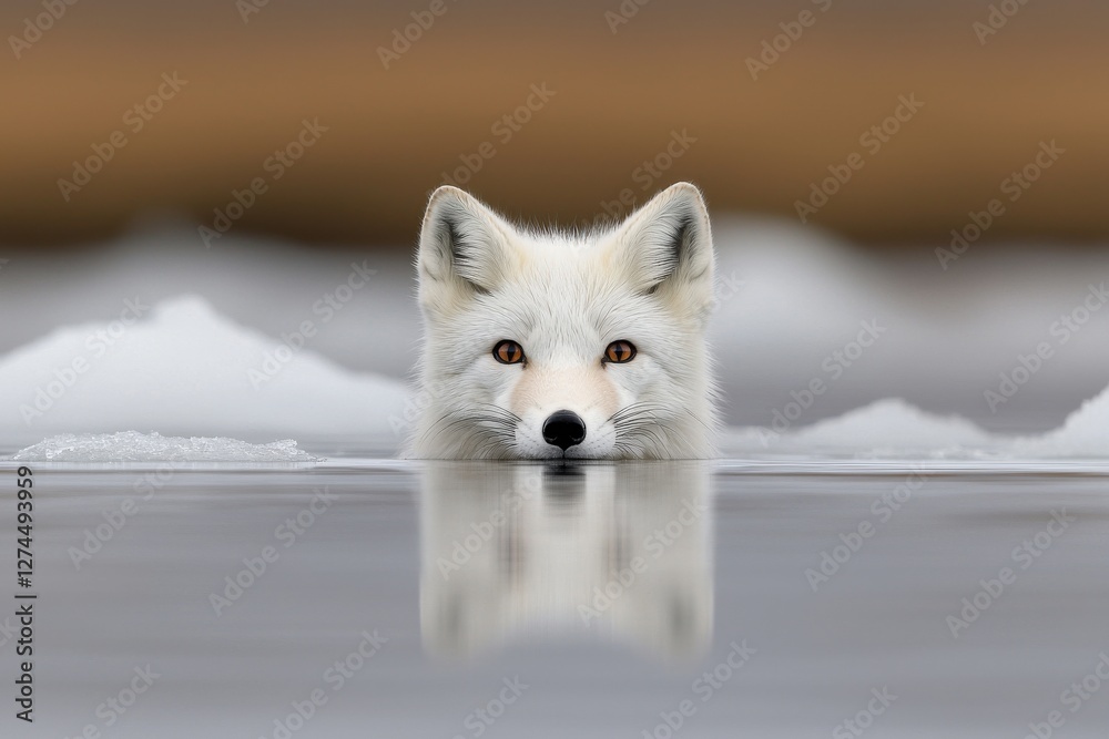 Naklejka premium Melting ice reflected in young eyes arctic region wildlife photography natural habitat close-up glacier sustainability